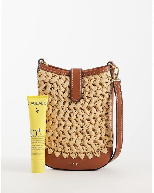 Mango Buidel Tas Van Raffia in het Natural
