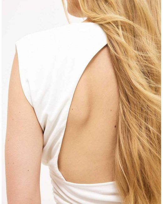 NA-KD White Open Back Draped Top
