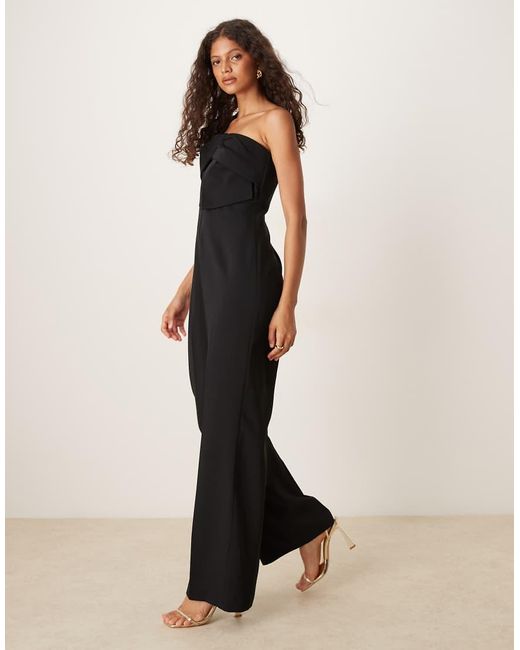 Mango Blue One Shoulder Bow Jumpsuit