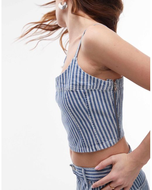 Levi's Blue Denim Striped Cami Top Co-ord