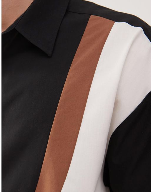 Collusion White Spliced Sl Shirt for men