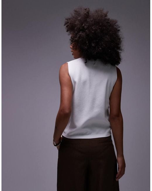Mango White Fine Knit Tank Top