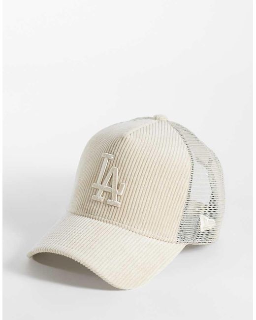 KTZ Natural La Dodgers Cord Trucker Cap for men