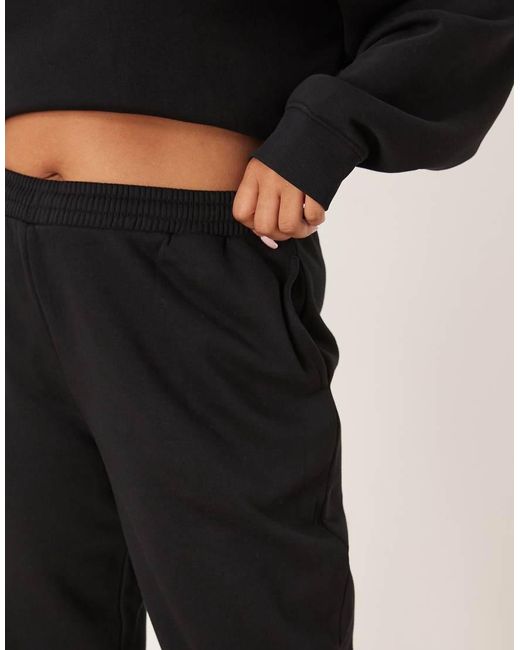 ASOS Black Asos Design Curve Ultimate Cuffed Brushback Trackies