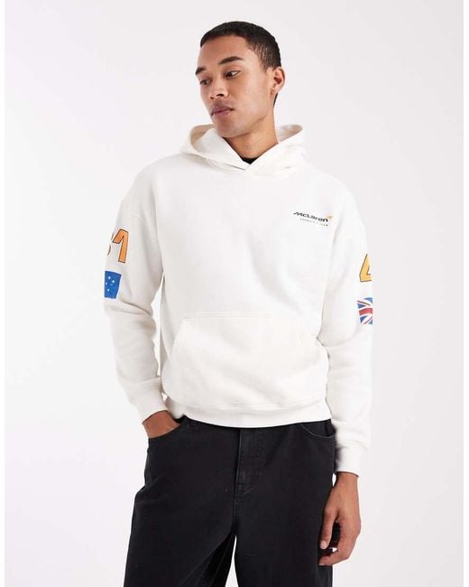 Hollister White Boxy F1 Graphic Hoodie for men