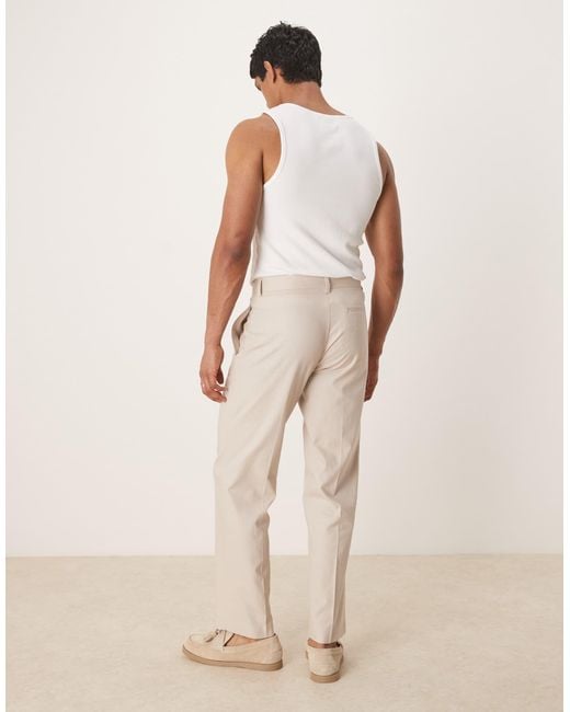 ASOS – gerade geschnittene anzughose aus leinenmix in Natural für Herren