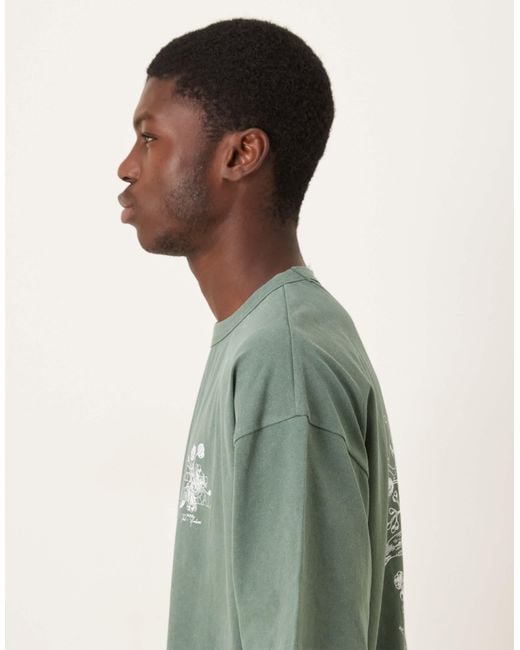 ASOS Green Heavyweight Oversized T-shirt With Floral Graphic for men
