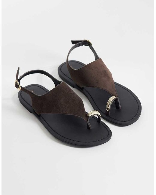 Threadbare White Faux Suede Flat Sandals With Toe Post