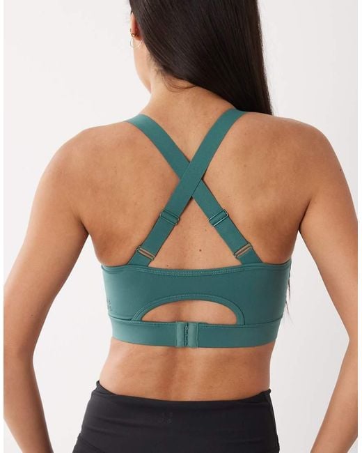 4505 Green Active High Support Sports Bra With Removable Padding And Adjustable Straps