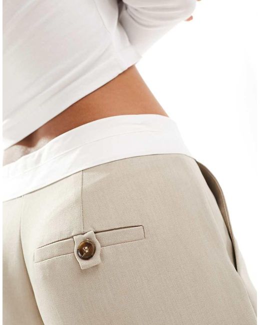 Miss Selfridge White Fold Over Waistband Trouser