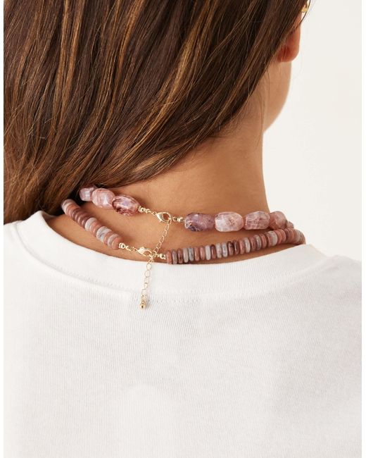 ASOS Brown – zweier-pack halsketten mit klobigen schmucksteinen