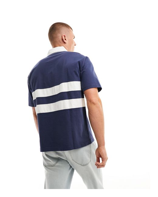 Abercrombie & Fitch Blue Rugby Striped Polo Shirt for men