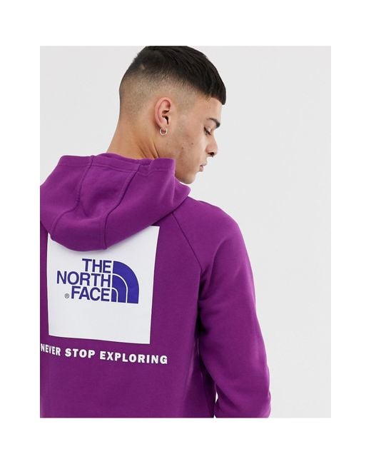 Hoodie à manches raglan à logo carré rouge The North Face pour homme en coloris Purple