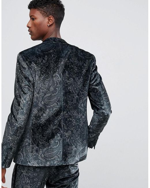 Paisley printed top velvet tuxedo jacket