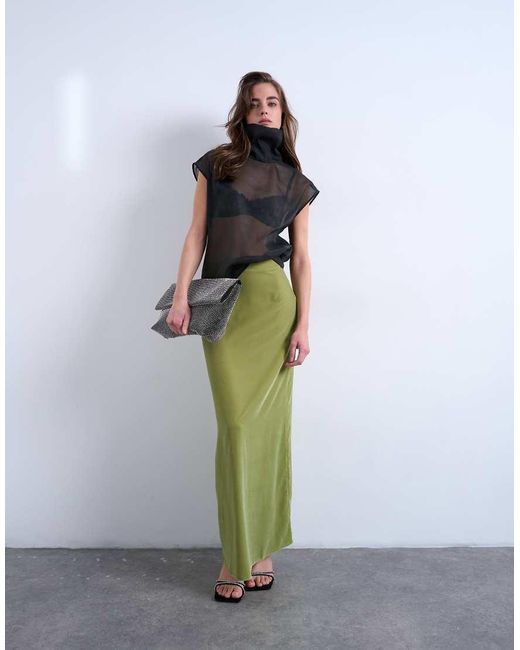 TOPSHOP White Velvet Midaxi Skirt