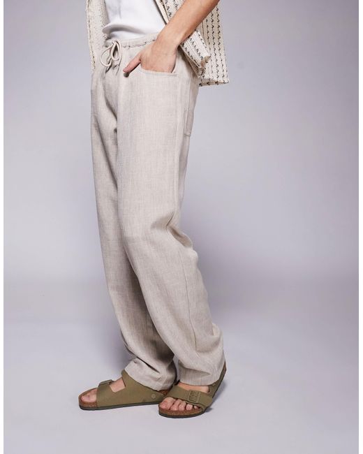 ASOS Gray baggy Trouser With Drawstring for men