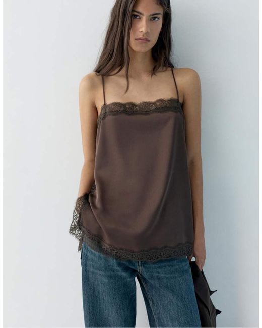 Pull&Bear Brown Strappy Camisole Top