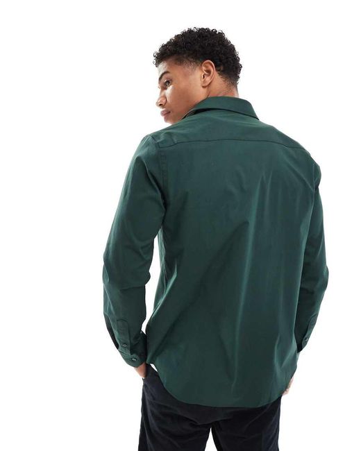 Camisa Medio De Corte Slim De Popelina Elástica De Calvin Klein de hombre de color Green