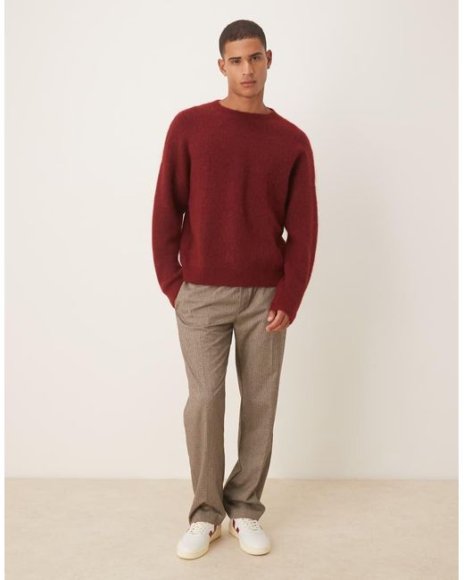 ASOS Red Oversized Knitted Crew Neck Wool Jumper for men
