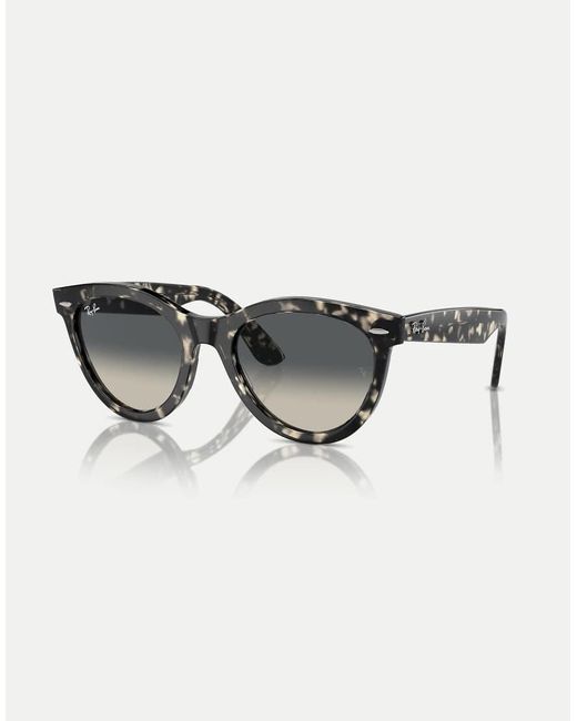 Ray-Ban Gray Wayfarer Way Round Sunglasses With Lens