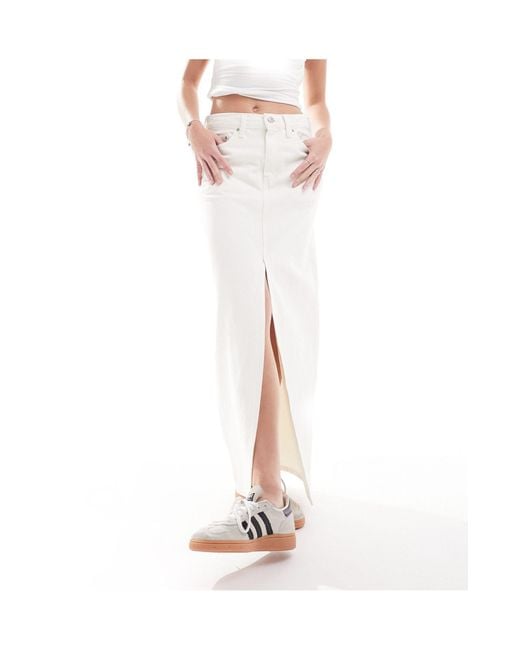 Levi's White Ankle Column Front Slit Denim Skirt