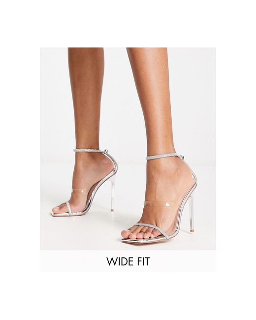 SIMMI White Simmi London Wide Fit Embellished Heeled Sandals