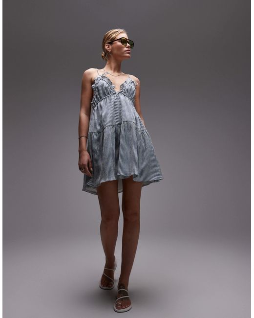 emory park Gray – gestuftes träger-minikleid