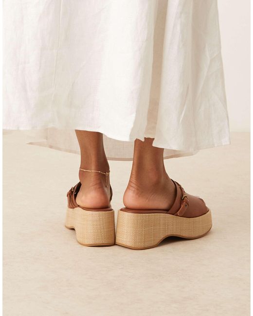 & Other Stories Brown Real Leather Mule Clog Sandals