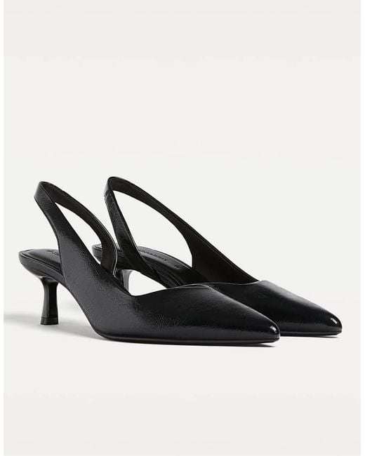 Stradivarius Black Kitten Heel Slingback