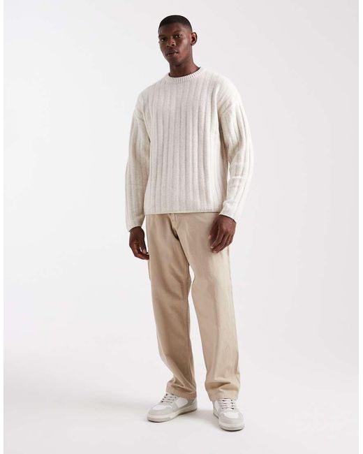 Jack & Jones White Oversize Thick Rib Jumper for men