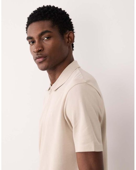 Jack & Jones Natural Premium Zip Polo Top for men