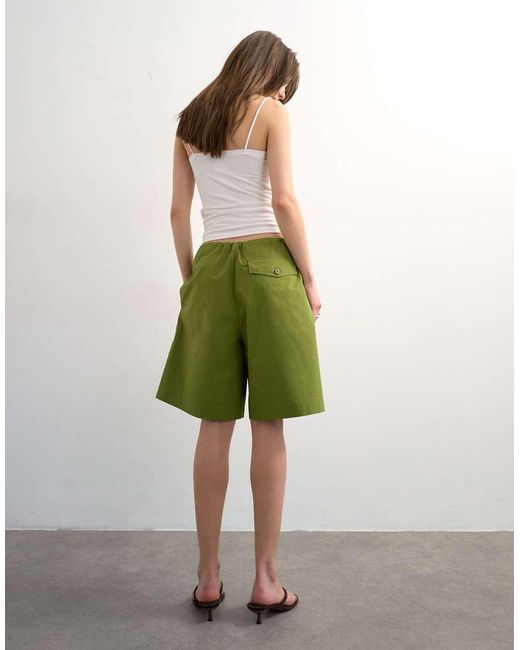 TOPSHOP White Longline Cargo Short With Bungee Cords