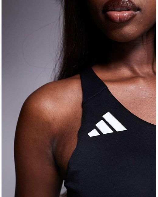 Adidas Originals Gray Adidas Running Adizero Mid Support Sports Bra
