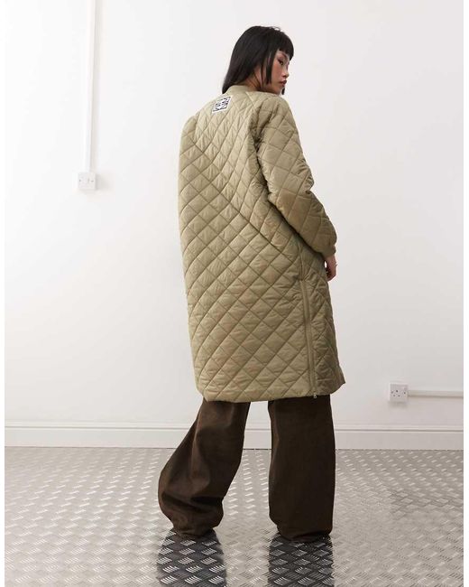 Noisy May Green Quilted Longline Jacket