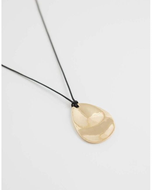 ASOS Metallic Corded Necklace With Small Molten Pendant