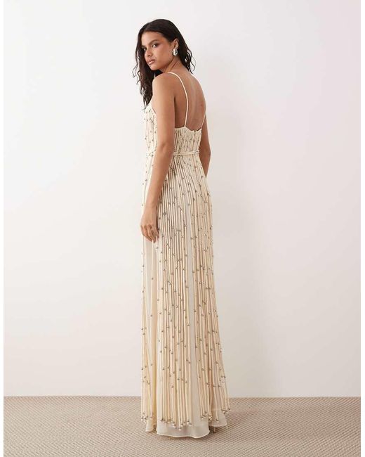 Mango Natural Premium Beaded Tassle Maxi Dress