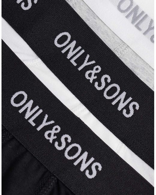 Only & Sons Blue 3 Pack Trunks for men
