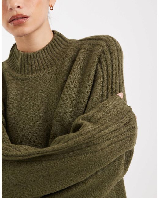 Threadbare Green – hochgeschlossener oversize-pullover