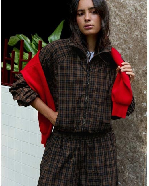 Bershka Black Lightweight Check Jacket