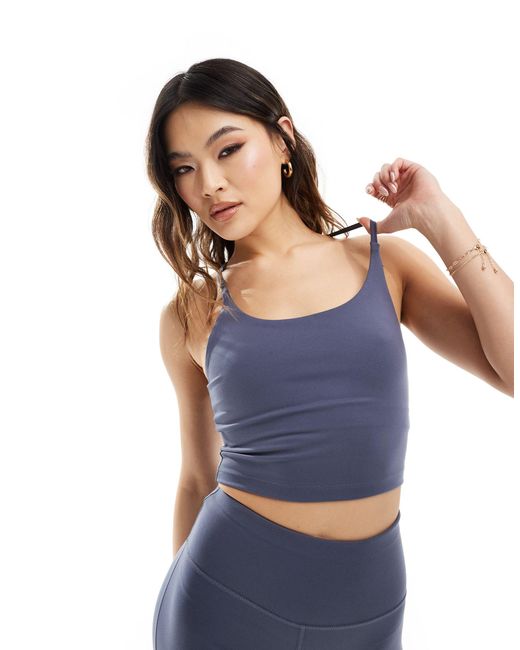 ASOS 4505 Blue Icon Yoga Cami Crop Top With Inner Bra
