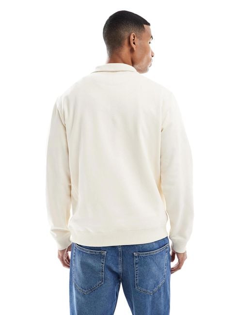 Jack & Jones White Relaxed Quarter Zip Sweatshirt for men