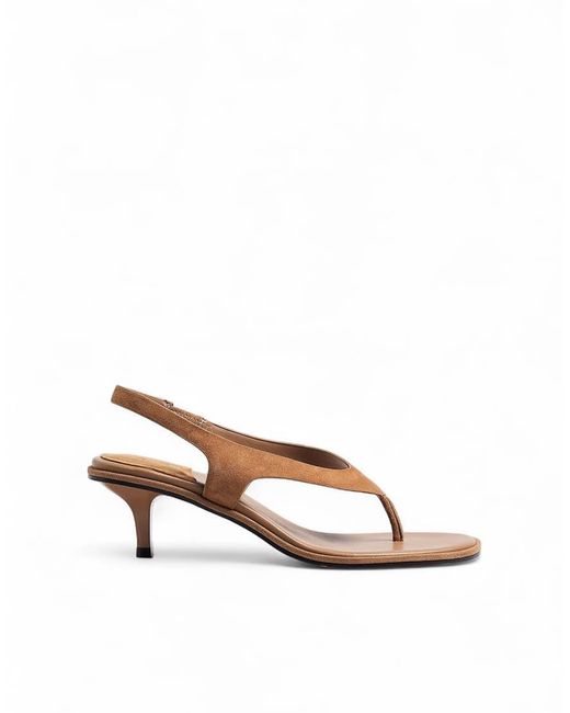 NA-KD Brown Suede Slingback Heels