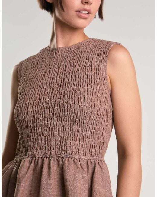 Glamorous Brown Sleeveless Bubble-Hem Top