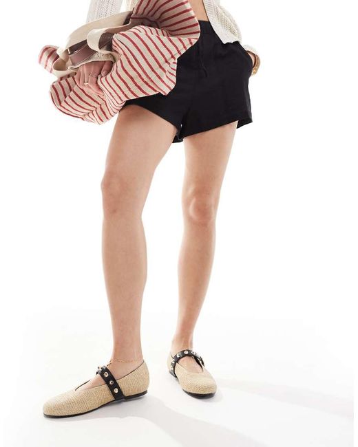 Raid Natural Novie Jute Ballet Flats With Buckle Detail