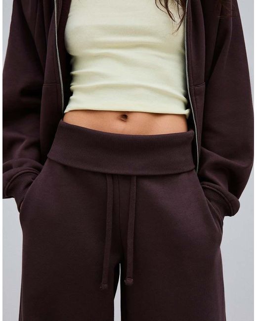 Bershka Purple Barrel Fit Plush Trousers