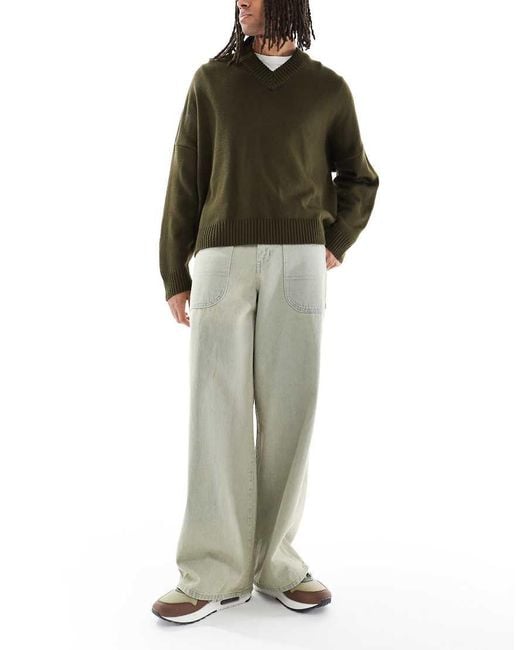 Vaqueros Azules Muy Holgados Con Lavado Claro Tintado Y Tira Ajustable En La Parte Trasera De ASOS de hombre de color Green