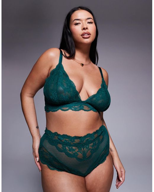 ASOS Green Asos Design Curve Lola Lace Longline Bralette