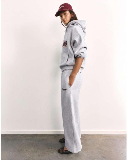 Pull&Bear White Graphic Wide-Leg Trousers