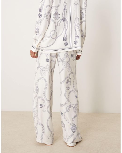 Gant Natural Drawstring Wide Leg Chain Print Trousers Co-ord