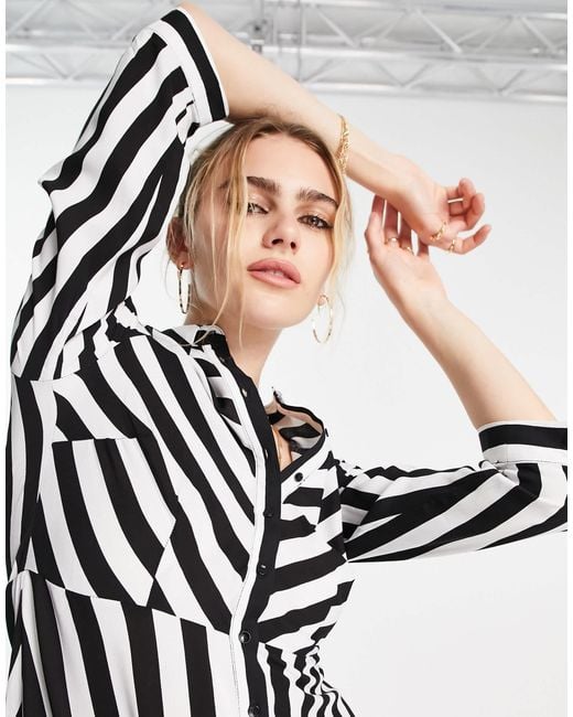 Y.A.S White Y.a.s – maxi-hemdkleid mit plakativem streifenmuster